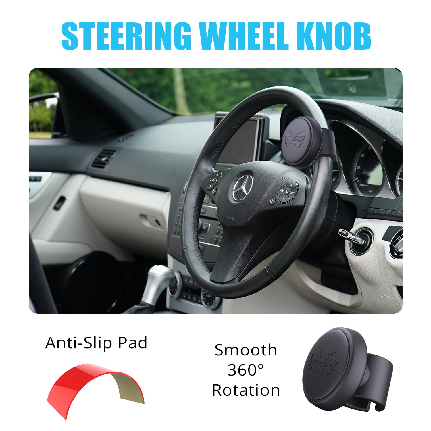 Steering Wheel Handle Fansport Car Power Handle Steering Wheel Clamp Universal Fit Steering Wheel Spinner