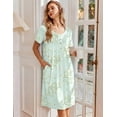thumbnail image 3 of Ekouaer Nightgowns for Women Short Sleeve House Dresses with Pockets Pleated Moo moos Floral Print Mumu Dress, 3 of 6