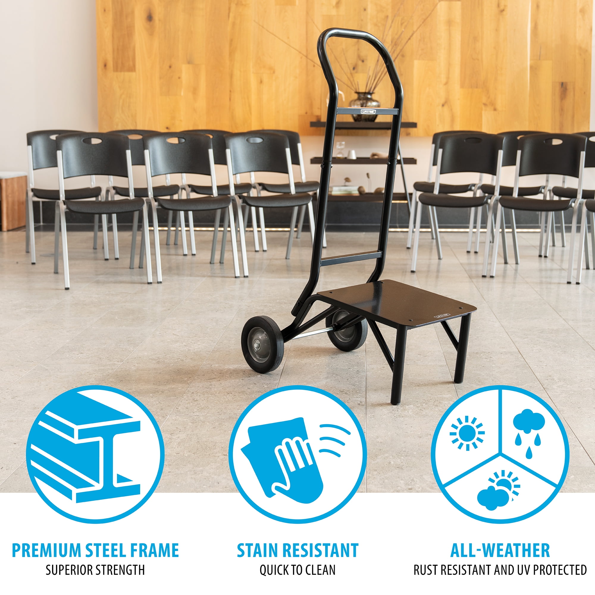 Lifetime Chair Accessory, Chair Dolly for up to 8 Stacking Chairs (80527)