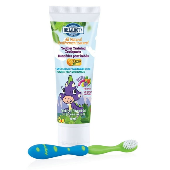 Nuby Fluoride-Free with Citroganix Toddler Training Toothpaste with Toothbrush