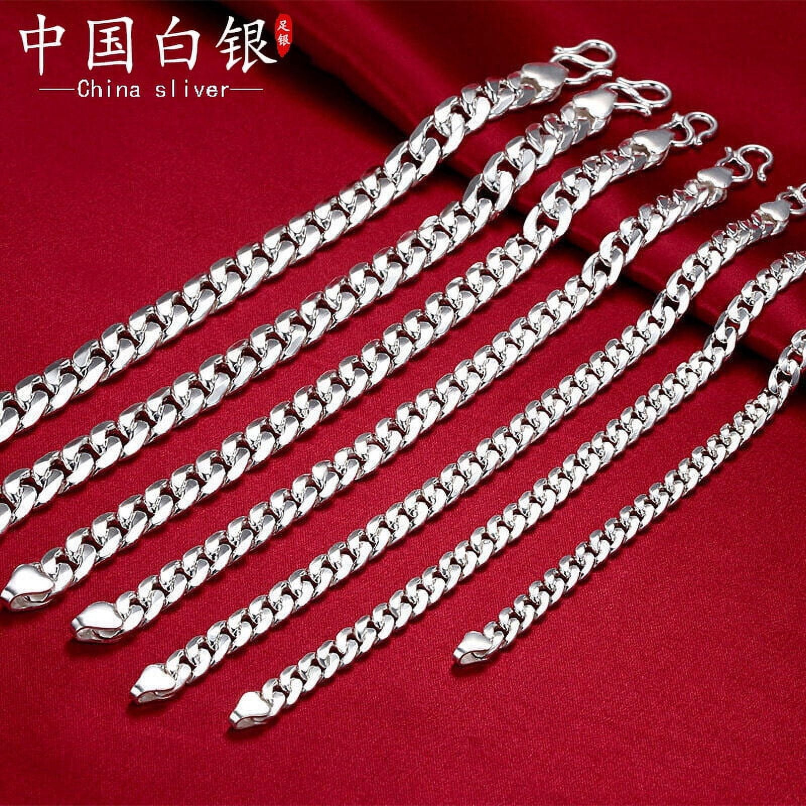 S99 Sterling Silver Cuban Chain Bracelet for Men, Hip-hop S99 Sterling Silver Cuban Chain Bracelet for Men, Hip-hop