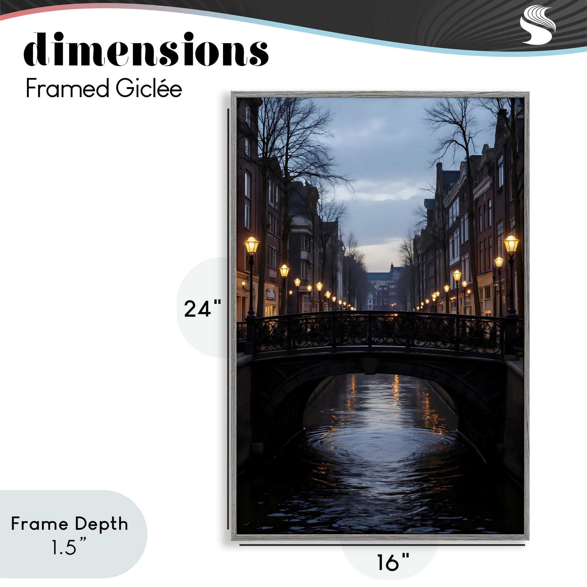 Stupell Industries Lantern Light over Quiet Canal Gray Framed Giclee Art, design by Creative Studio