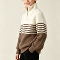 thumbnail image 7 of hotojiny Boys' Knit Pullover Sweater Quarter Zipper Knitwear Sweatshirt Kids Long Sleeve Striped Sweaters Casual Outfit(Brown,12-13 Years), 7 of 7