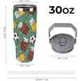 thumbnail image 2 of 30 Oz Insulated Tumblers with Flip Straw Lid Top Handle Beer Glass Mug Leakproof Reusable Vacuum Stainless Steel Travel Coffee Mug for Car Soccer Ball, 2 of 6
