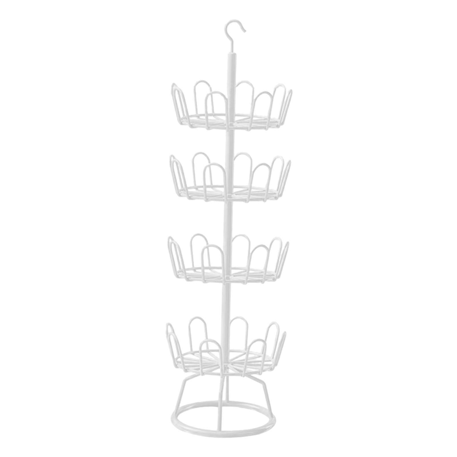 Fiocias 4 Tier Revolving Shoe Tree Round Shoe Organizer Rack Multifunctional 4 Tier Shoe White