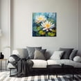 thumbnail image 3 of ZHONGYUTONG Lotus Canvas Wall Art Blooming White Flower Painting Zen Floral Watercolour Picture Print for Bathroom Decor Framed (28.00" x 28.00"), 3 of 5
