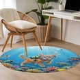thumbnail image 5 of Ocean Diving Cat Round Area Rug 4ft, Coastal Coral Fish Marine Life Washable Non-Slip Circle Rugs for Bedroom Living Room Kitchen, Soft Non Shedding Circle Carpet for Dining Room Dorm, 5 of 9