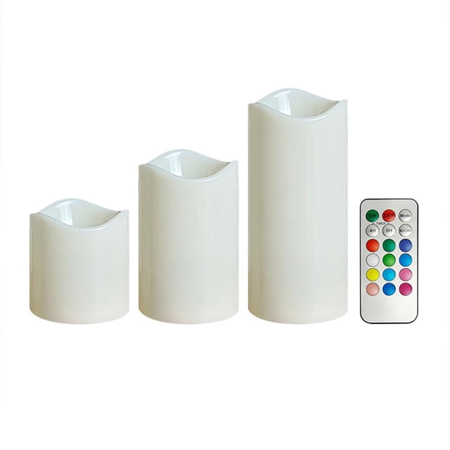 Lámpara de ambiente de vela LED de 3 piezas sin llama con control remoto para fiesta de festival