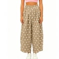thumbnail image 4 of Cagogo Women's Polka Dot Wide Leg Trousers Elastic Waist Casual Loose Long Pants with Pockets Travel Beach Work Lounge Palazzo Pants Summer Fashion Clothes, Khaki XL, 4 of 6