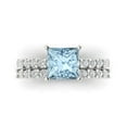thumbnail image 2 of 2.66 ct Brilliant Princess Cut Blue Zircon 14k White Gold Solitaire with Accents Engagement Bridal Wedding Ring Band Set, 2 of 7