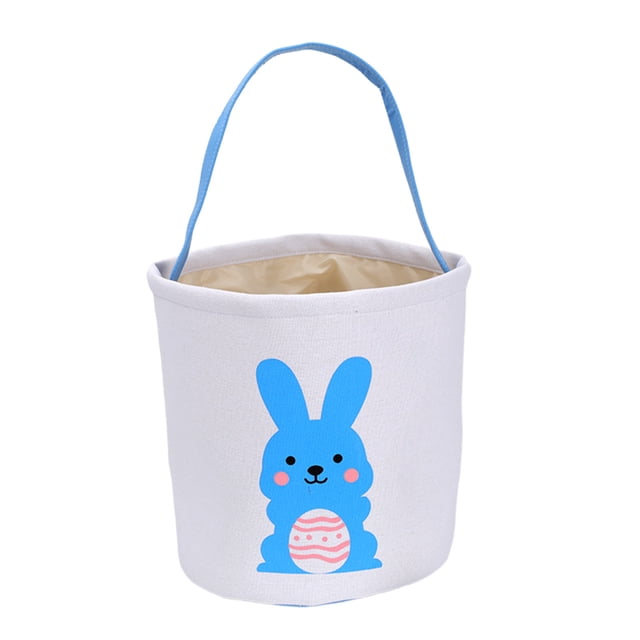 SLYNSHome Easter Bunny Basket Bags,Blue Rabbit Bucket Tote for Easter Egg Hunts Decorations Candy Gifts Storage