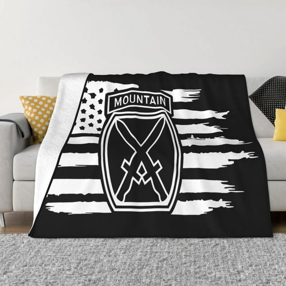 10th Mountain Division Army American Veteran Blanket Soft and Warm Cozy Flannel Lightweight Throw Blanket for Couch Sofa Bed 50x40