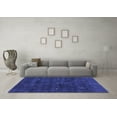 thumbnail image 3 of Ahgly Company Machine Washable Indoor Square Abstract Blue Contemporary Area Rugs, 7' Square, 3 of 4