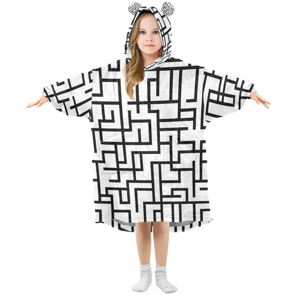 joogoo Wearable Blanket Hoodie for Line Pattern Oversized Sherpa Hooded 3-14 YR M