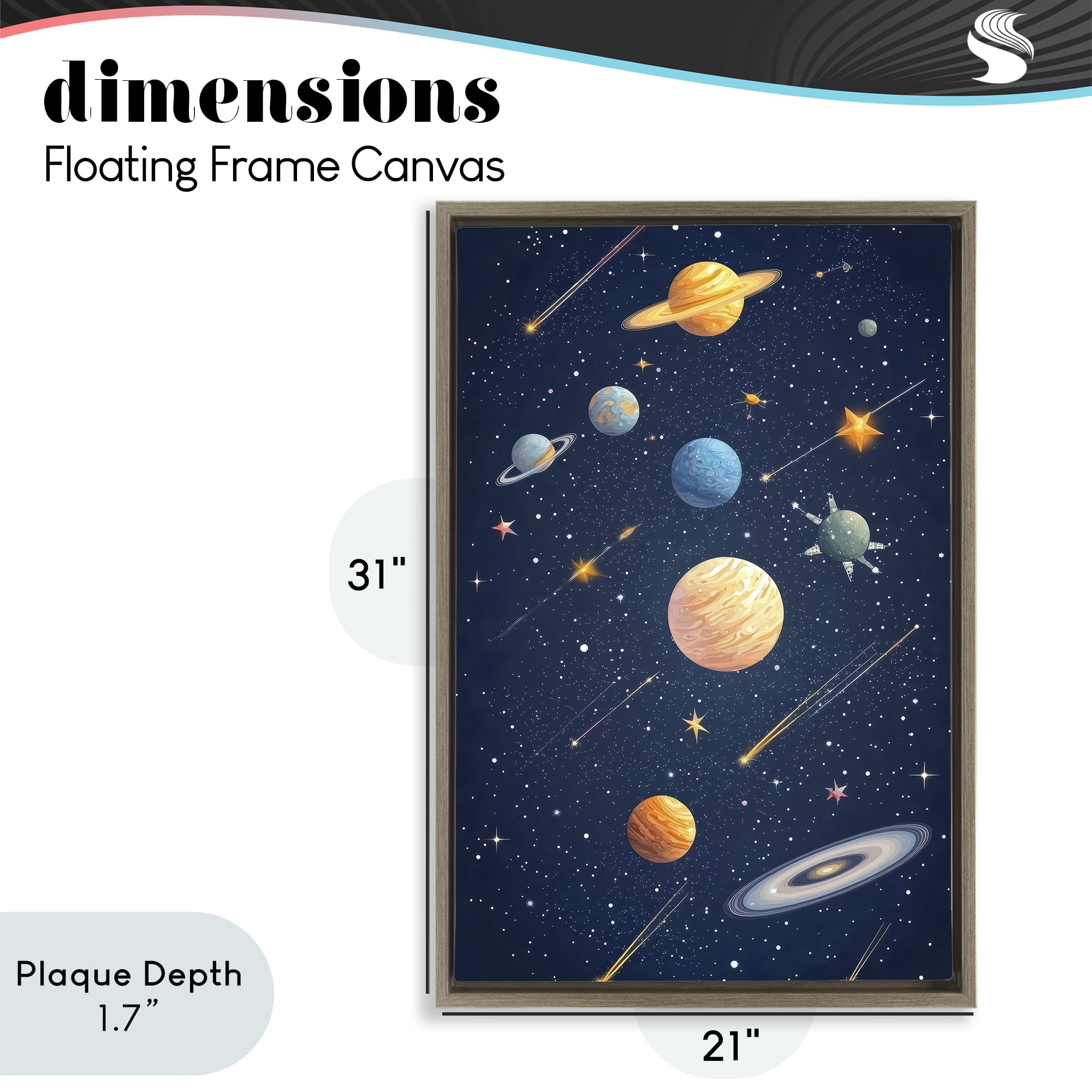 Stupell Industries The Galaxy Composition Brown Framed Floater Canvas Wall Art, design by Creative Studio