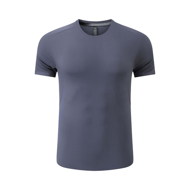 Tops para hombre, blusas y camisas de cuello redondo y manga corta para hombre, camiseta de manga corta de goma sin costuras de secado rápido de color liso de seda de hielo para hombre, camiseta de ve