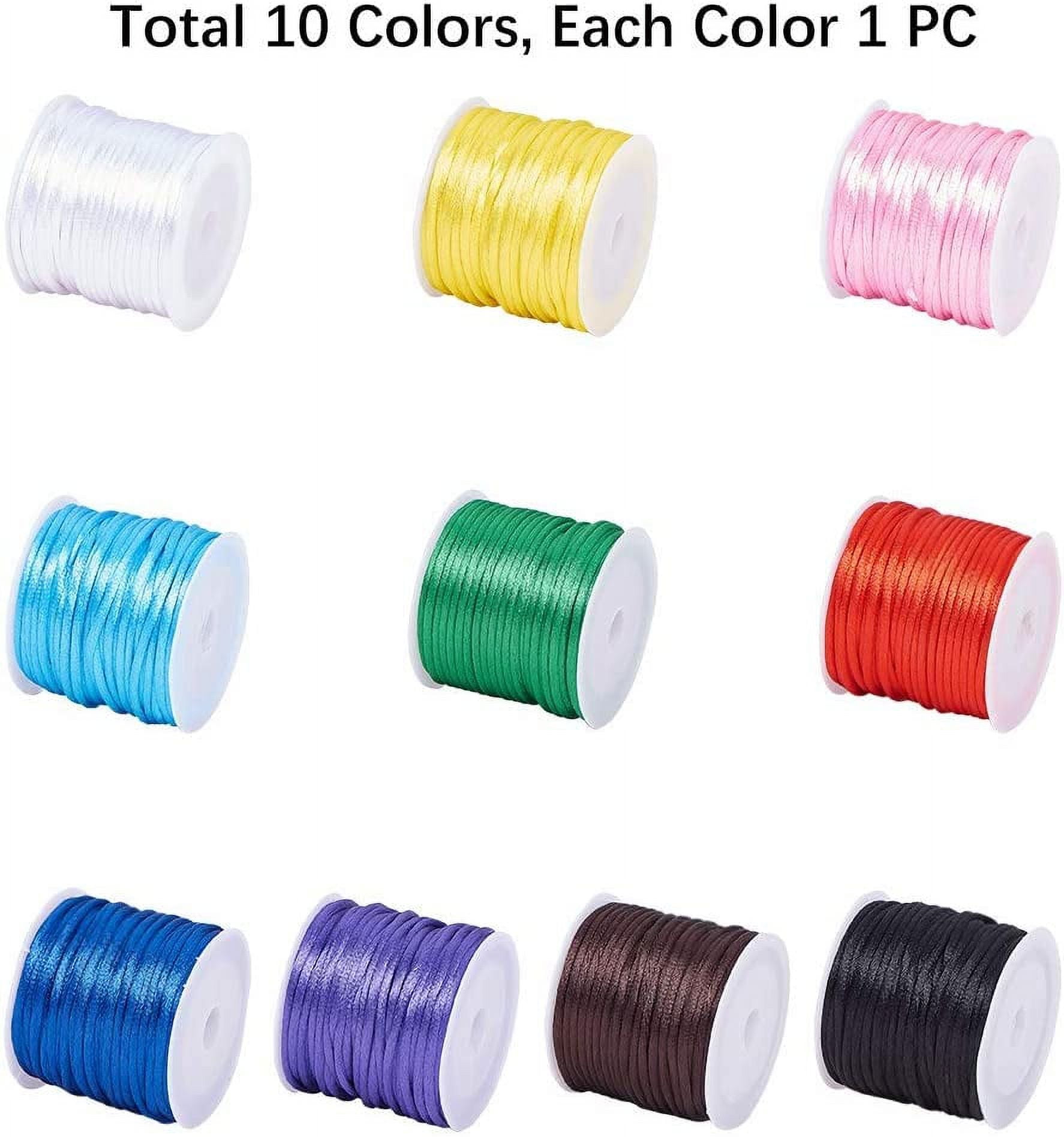  BigOtters 2mm Satin Nylon Trim Cord, 12 Bundles Rattail Silk  String Chinese Knotting Cord Assorted Colors for Bracelet Beading Jewelry  Making, 120 Yards