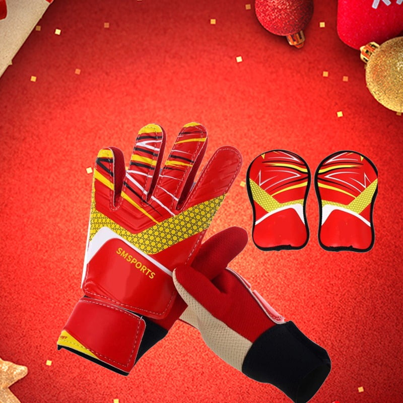 1 set of football goalkeeper gloves knee pads, made of anti slip and wear-resistant latex material, providing effective protection. Essential protective gear for youth football training