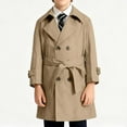thumbnail image 3 of NAISIBABY Boys Trench Jacket, Lapel Mid Length Button Up Classic British Styl Fashion Windbreaker Outerwear Khaki 12T, 3 of 7