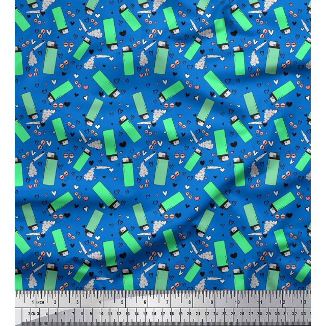 Soimoi Georgette Viscose Fabric Heart & Lighter Men Print Sewing Fabric Yard 42 Inch Wide