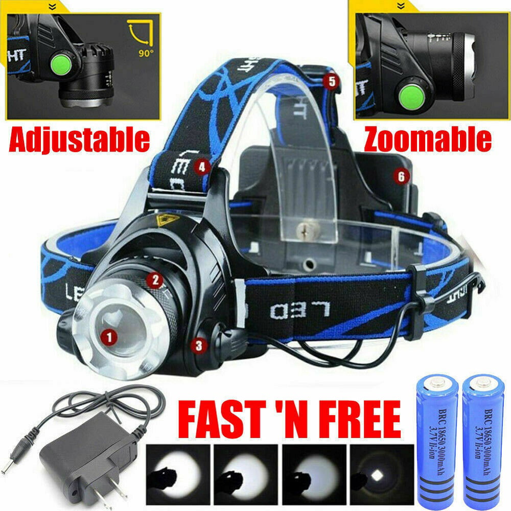 Headlamp LED Head Light 3 Modes Zoomable Super Bright USB Rechargeable 990000LM 