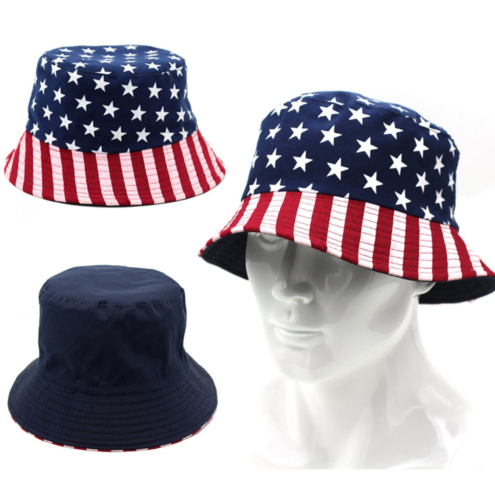 Wovilon Independence Day 4th of July Hat Patriot Costume Topper Print Cap Bucket Hats, Independence Day Keepsake Decoration Gift, Size: 15
