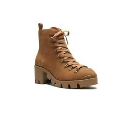 

SCHUTZ Womens Hazel Brown Lace Up 1 Platform Lug Sole Xayane Round Toe Block Heel Zip-Up Leather Booties 5.5 B