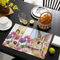thumbnail image 3 of Easter Bunny Placemats Set of 4, Spring Colorful Daisy Flowers Rabbit Wood Plank Placemats for Dining Table, Place Mats for Kitchen Tabletop, Waterproof Wipeable Dining Table Mats Set, 3 of 9