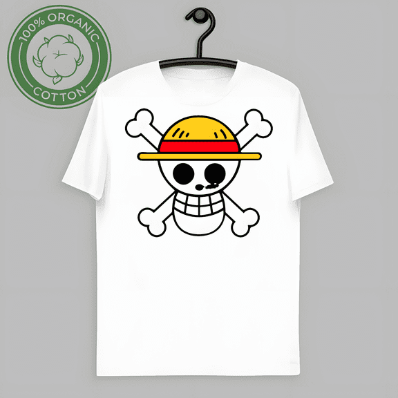 Vintage Anime T-shirt Pirate Sign In a Straw Hat 100% Cotton Unisex Crewneck Top-TH66092