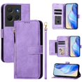 thumbnail image 2 of Étui Portefeuille pour TCL 503 avec Poche à Fermeture Éclair Porte-Cartes Support Sangle de Poignet Étui à Rabat en Cuir Violet, 2 of 5
