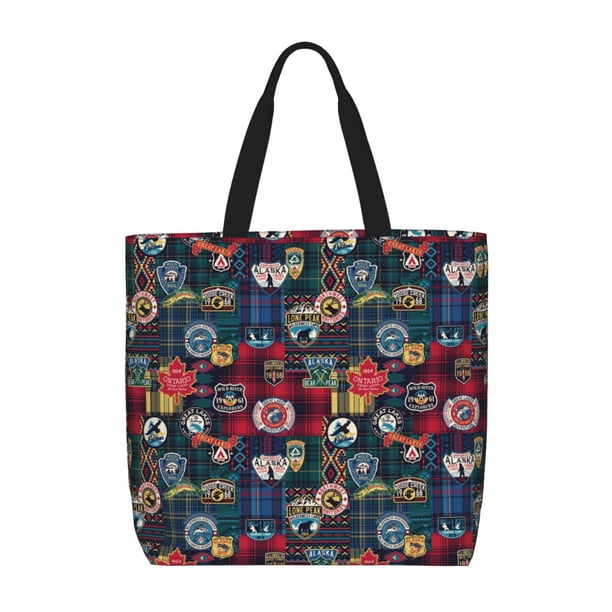 Balery Adventure Camping Badge Bolsa de Mano para Mujeres con Cremallera, Bolsa de Gimnasio con Compartimentos, Bolsa para Laptop, Bolsa para Trabajo