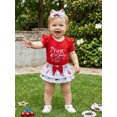 thumbnail image 3 of BemeyourBBs Newborn Baby Girl My First 4th of July Outfit Baby Girls Summer Patriot Independence Day Outfits Letter Cherry Print Ruffle Short Sleeve Romper Top Tiered PP Shorts Skirt Headband Sets, 3 of 8