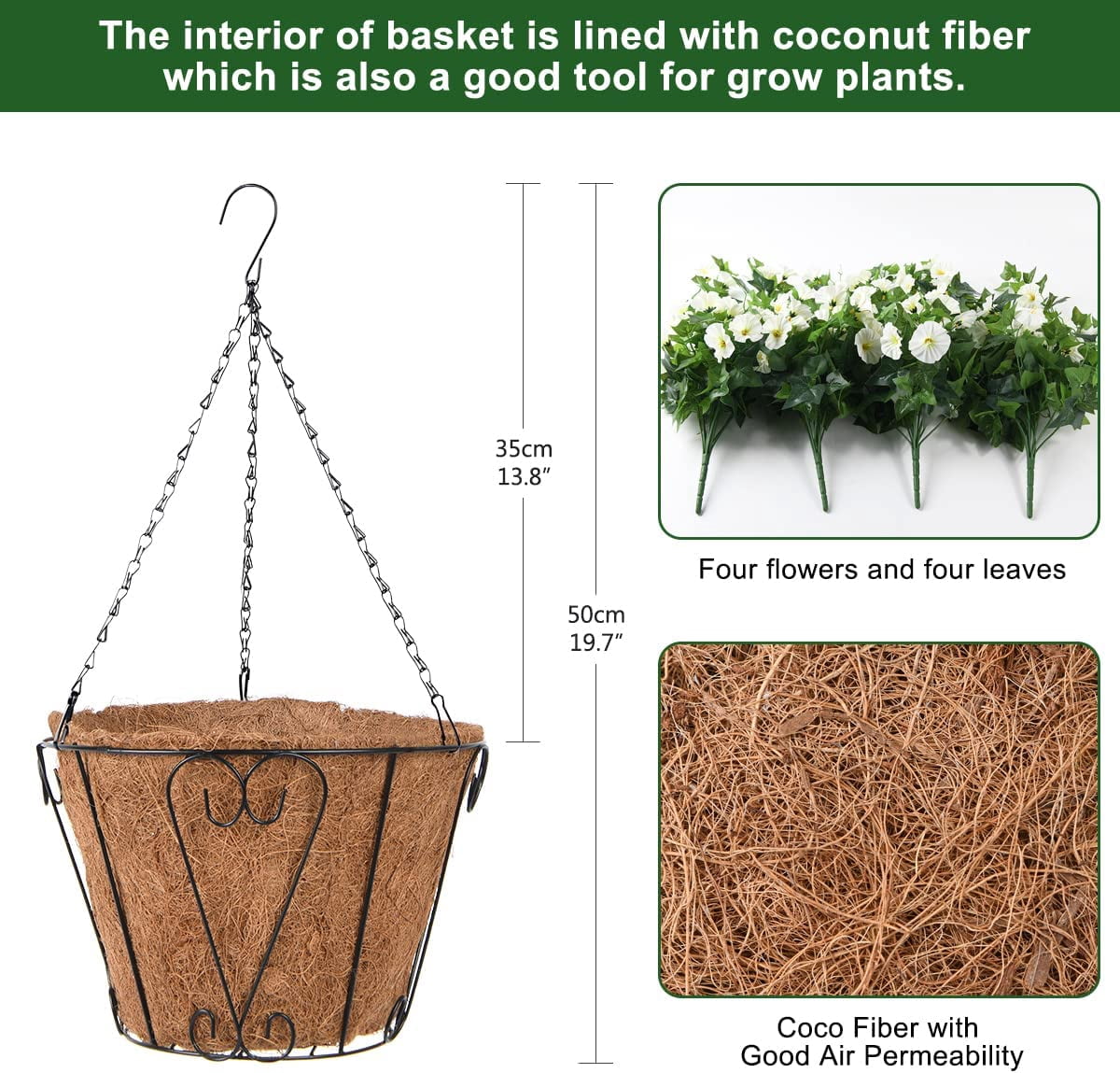 Artificial Hanging Flowers with Basket for Spring Outdoors Decoration,Fake Silk Morning Glory Vines in Planter UV Resistant Realistic for Home Garden Balcony Porch Decor