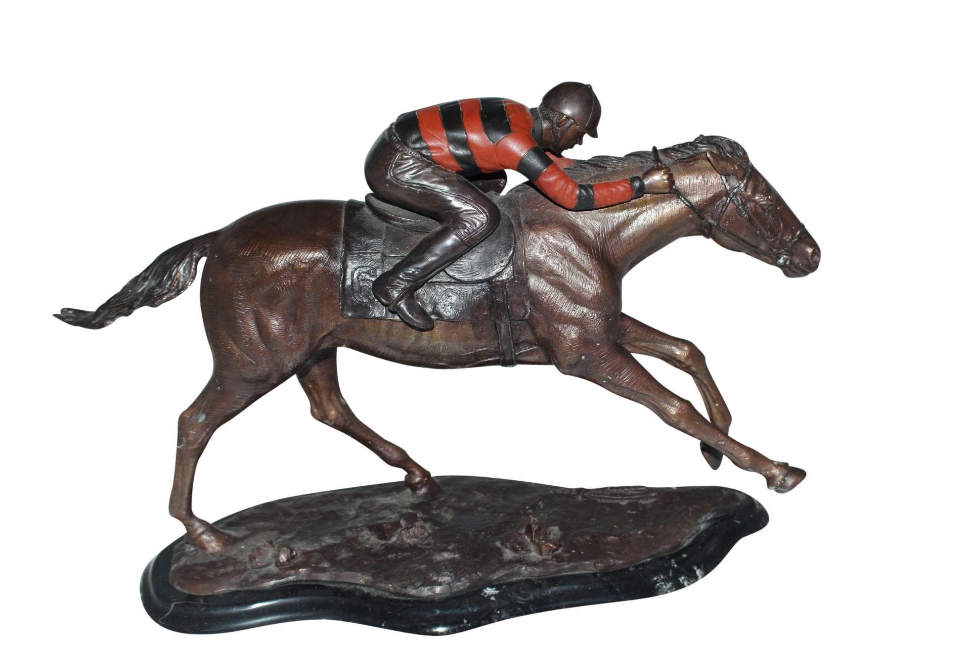 Jockey with Horse large Bronze Statue Size 21"L x 8"W x 14"H