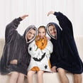 thumbnail image 5 of Halloween Pumpkin Bat Pattern Blanket Hoodies for Kids 6-13YR Oversize Wearable Blanket Hoodies for Boys Girls Teens, 5 of 7