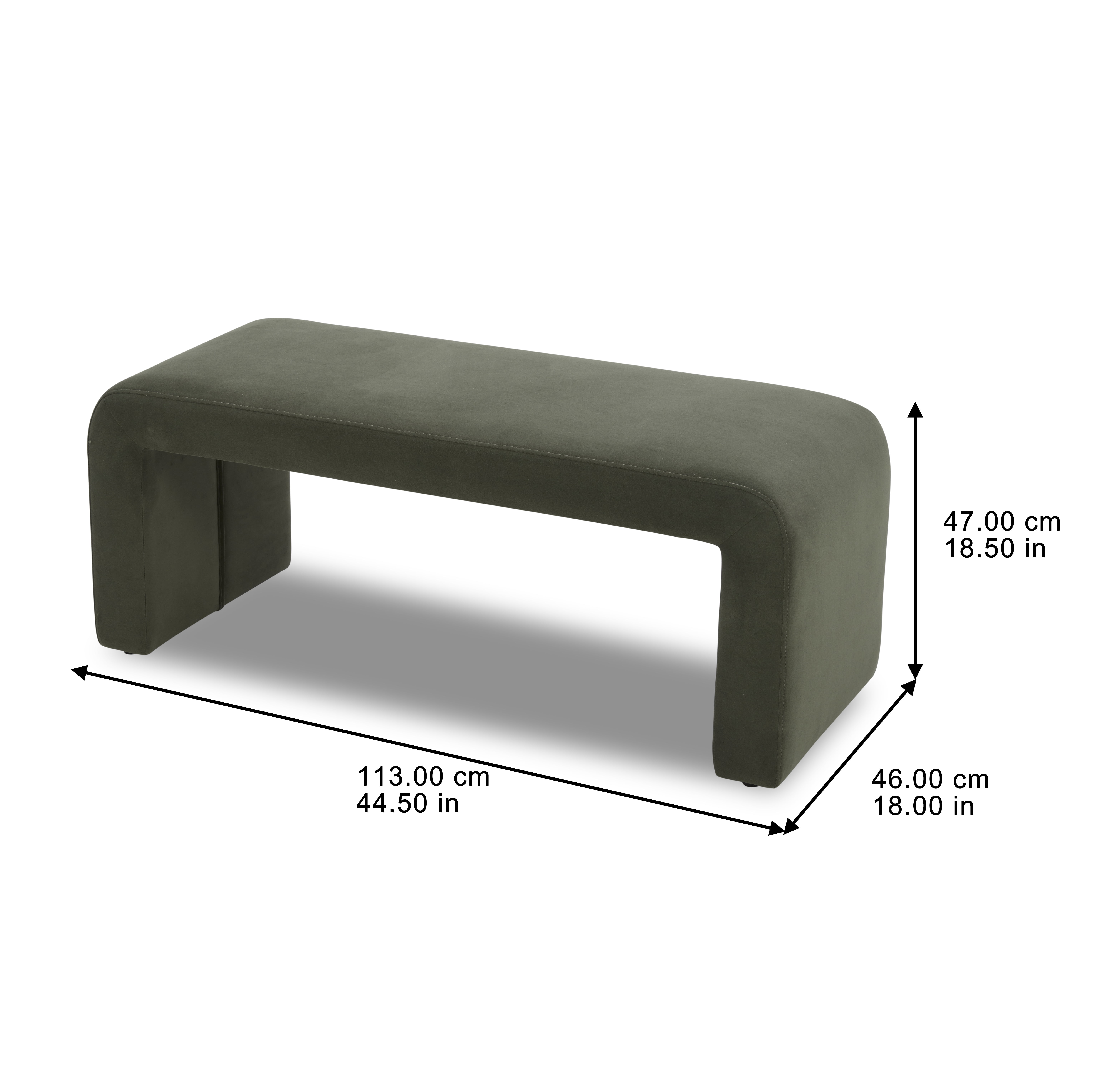 Better Homes & Gardens Juliet 44.50" Velvet Waterfall Bench, Olive