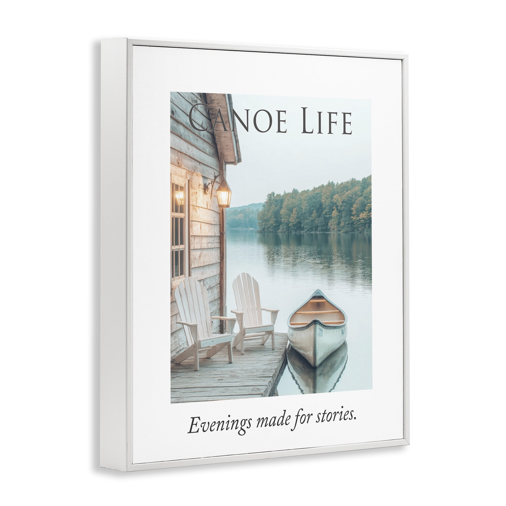 Stupell Industries Canoe Life Quote White Framed Giclee Art, design by A Barefoot Stylist