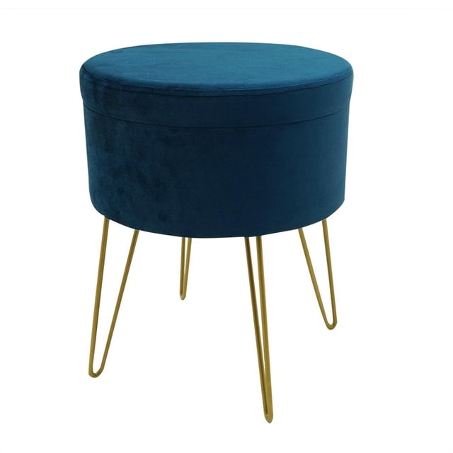 Taburete Hometrends Azul con Espacio para Almacenamiento