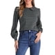 thumbnail image 1 of INSPIRAR CHIC Blusas de Manga Larga con Cuello Peter Pan de Houndstooth en Gris y Negro, 1 of 6