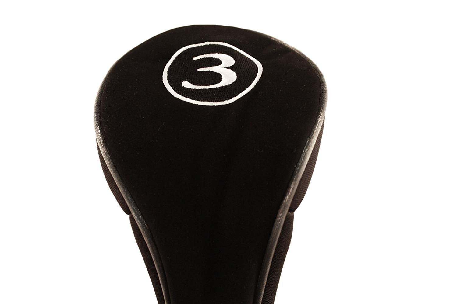 Black Golf Zipper Head Cover #3 Fairway Wood Metal Headcover Neoprene Traditional Plain Protective Cover Fits All Fairway Golf Clubs Perfect Gift for Golfing Buddies