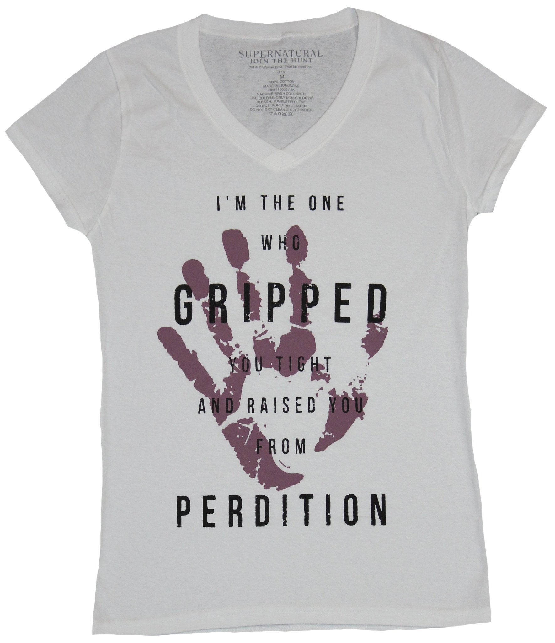 Supernatural Girls Juniors T-Shirt - Handprint The One Who Gripped You Perdition - Walmart.com