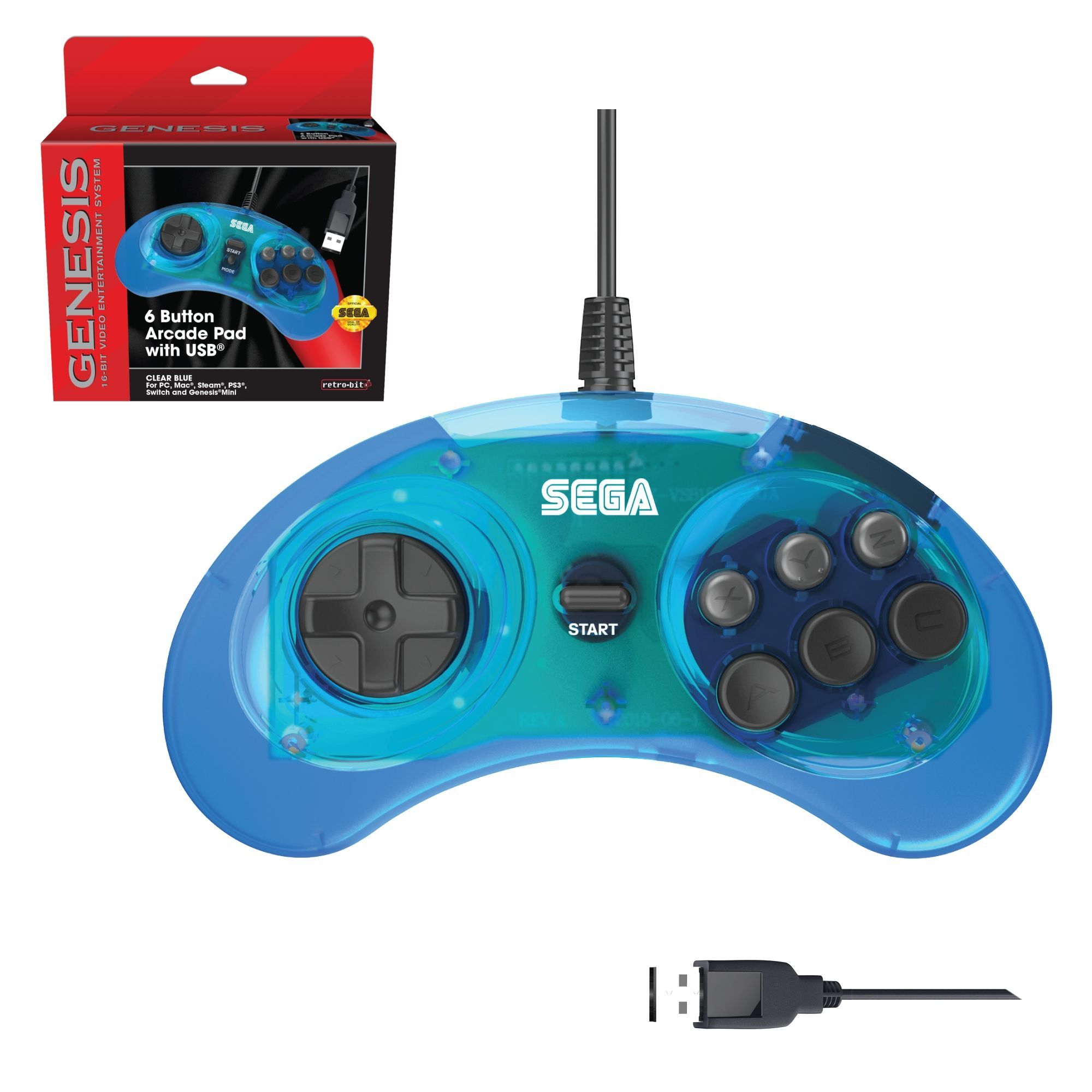 SEGA Genesis® 6-button Arcade Pad, Blue - image 2 of 2
