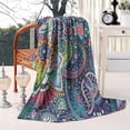 thumbnail image 4 of Blue Pioneer Flower and Paisley Pattern Blanket,Comfortable Soft Lamb Wool Throw Blanket,All Season,Warm Lightweight Blankets for Sofa Bed Couch Living Room Chair,50"x60", 4 of 4