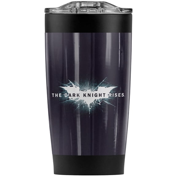 Batman Dark Knight Rises/Cracked Bat Logo Stainless Steel Tumbler 20 oz Coffee Travel Mug/Cup, Vacuum Insulated & Double Wall with Leakproof Sliding Lid | Great for Hot Drinks and Cold Beverages
