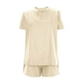 thumbnail image 6 of Dwaogom Women Casual Loose Home Solid Color Shorts Short Sleeve V-Neck Blouses Sets Women Outfits Sweatsuit Women Outfits Sweatsuit, 6 of 6