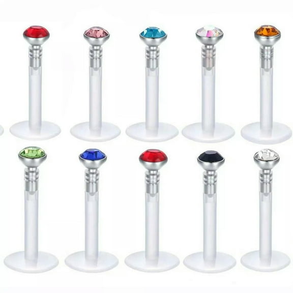 K-KED 10 PCS/lot Colorful Crystal Labret Bar Monroe Piercing Lip Tragus Body Jewelry-default