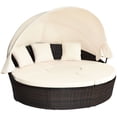 thumbnail image 1 of Costway Cama de Día Redonda de Exterior con Dosel Retráctil Asientos Separados de Mimbre Ratán Cojines Mesa de Café para Jardín Patio Porche Piscina, 1 of 9