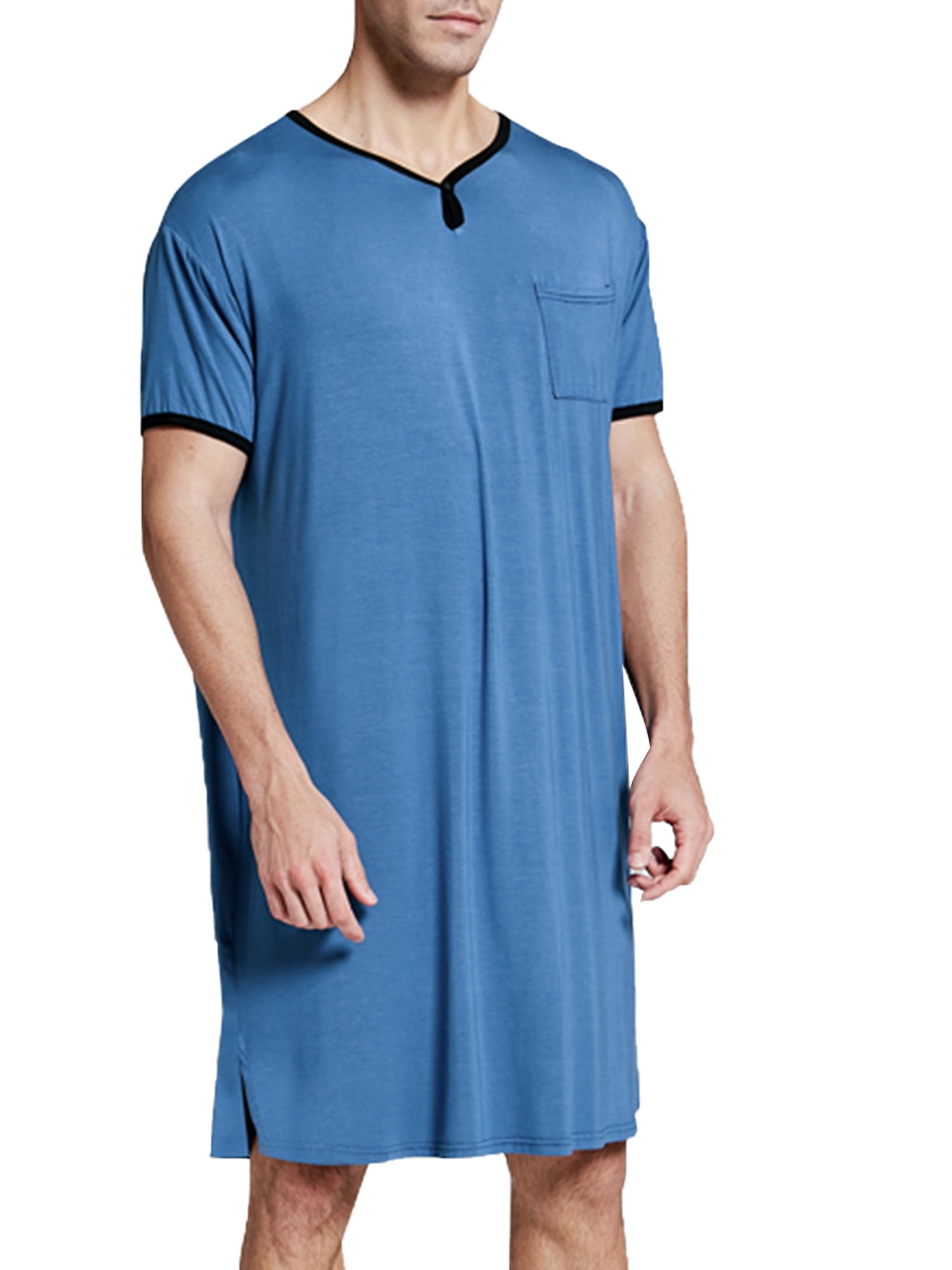 luethbiezx Men Nightgown Vneck ShortSleeved Loose Pajamas Suitable