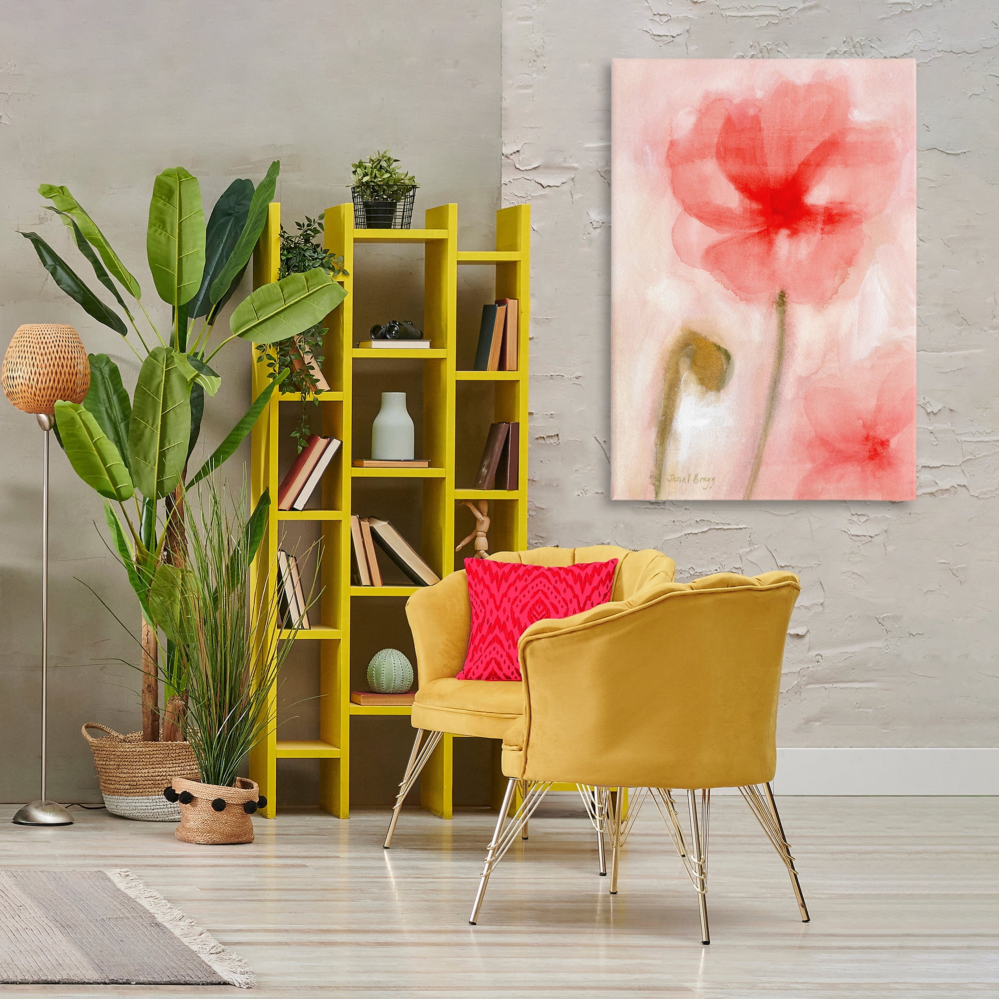 Stupell Industries Abstract Pink Bloom Botanical & Floral Painting Gallery Wrapped Canvas Art Print Wall Art, 30 x 45