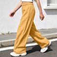 thumbnail image 4 of CPNG Girls Cotton Linen Pants Solid Color Elastic High Waist Wide Leg Pants Lightweight Comfortable Breathable Casual Pants, 4 of 6
